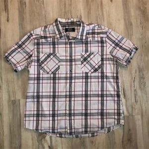 Signature by Levi Strauss White and Red Plaid Polo